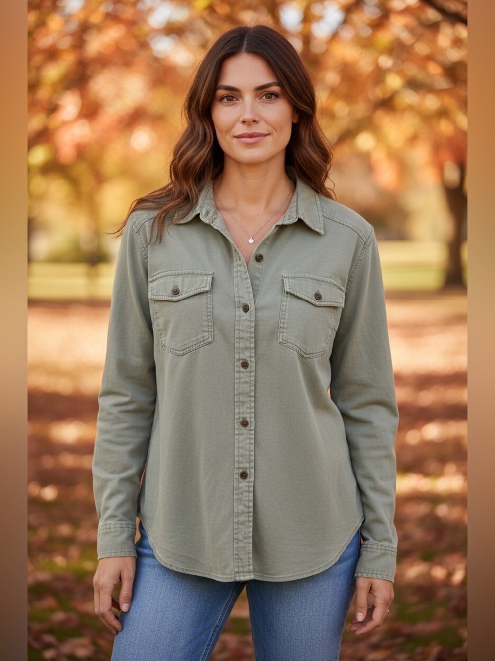 torrid Olive Green Button-Front Utility Shirt